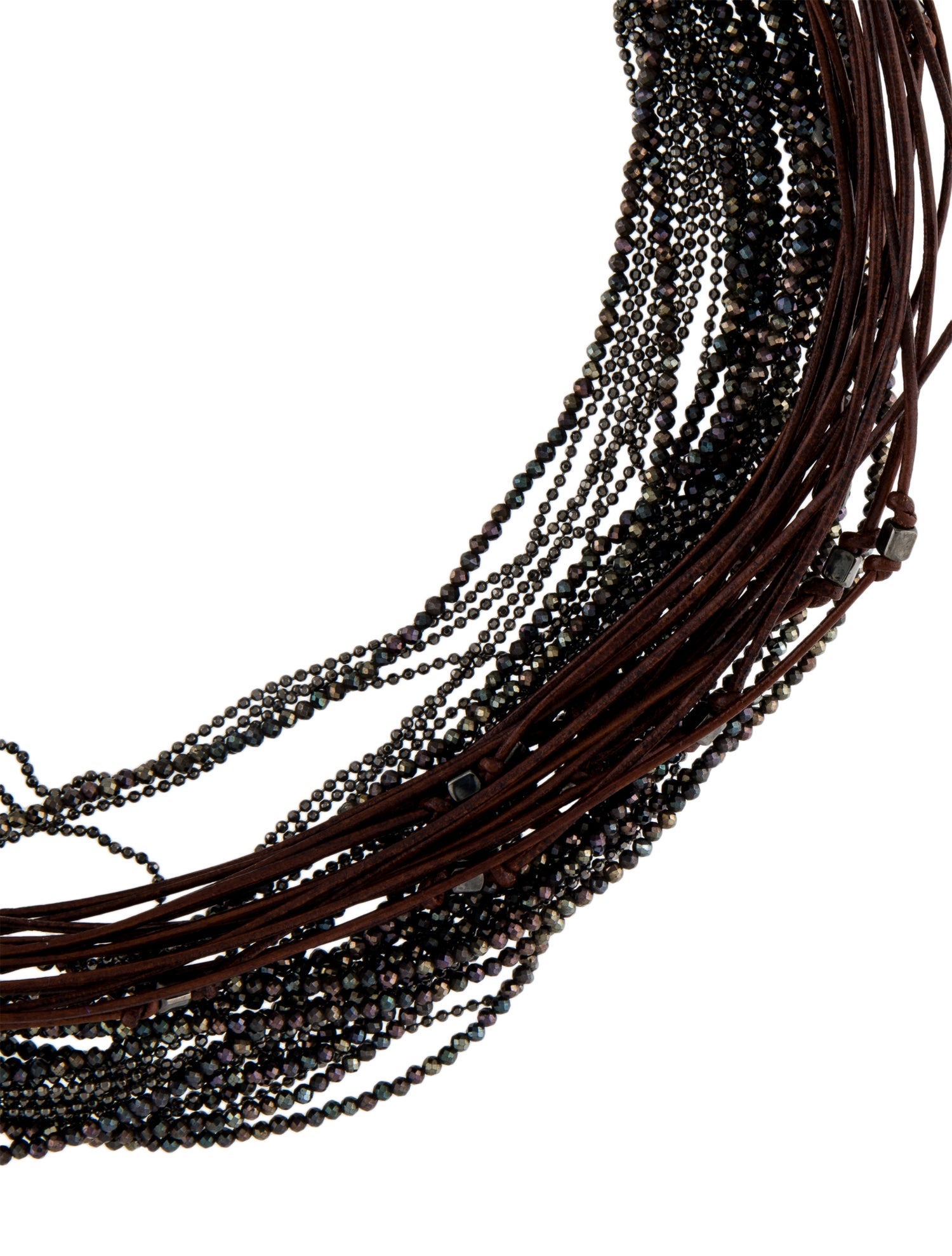 Brunello Cucinelli Leather & Monili Beaded Multistrand Necklace